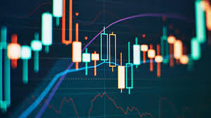 A colorful stock market or forex chart from 5starsstocks displays a series of candlestick patterns, indicating price movements over time. The chart features various lines, including trendlines and moving averages, against a dark background, perfect for identifying top stocks to invest in. | 5StarsStocks