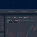 A dark-themed cryptocurrency trading interface with a candlestick chart displaying market trends. The left sidebar shows various cryptocurrencies, including Bitcoin, Ethereum, and Ripple, with their current prices. This best trading platform features a user profile icon in the top right corner. | 5StarsStocks
