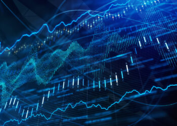 A digital illustration depicting various fluctuating financial charts and graphs with blue neon lines and data points, showcasing valuation metrics and market analysis against a dark, abstract background. | 5StarsStocks