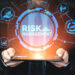 A person in a suit holds a tablet with the words "RISK MANAGEMENT" highlighted in the center. Surrounding icons represent various aspects of effective risk management, including charts, graphs, and financial symbols, all connected in a network-like design. | 5StarsStocks