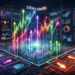 A futuristic stock market dashboard with digital charts and graphs. Colorful arrows and fluctuating lines rise from a central display labeled "5starsstocks," surrounded by various data visualizations on screens. | 5StarsStocks